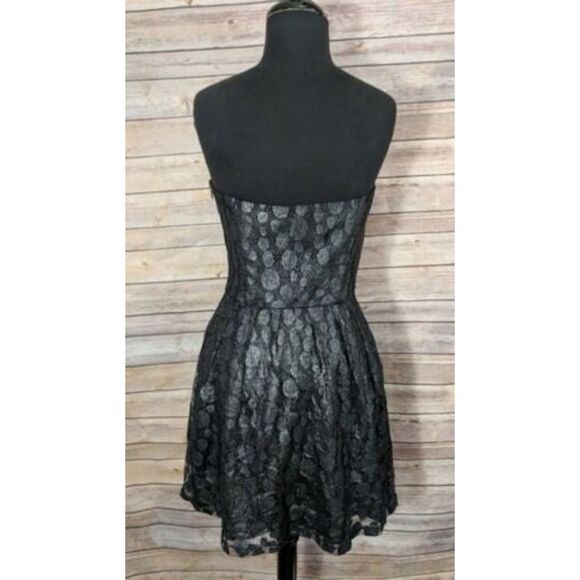 Jack Lace Strapless Mini Dress Size 8 Womens Silver Black lbd - Picture 2 of 5